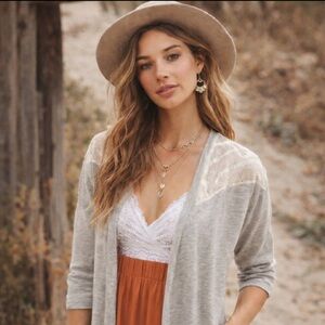 NWT Design History Gray Cardigan Sweater with 3/4 Sleeves